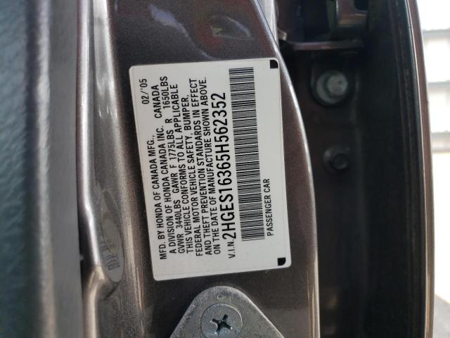 2HGES16365H562352 - 2005 HONDA CIVIC DX VP 灰色 照片 12