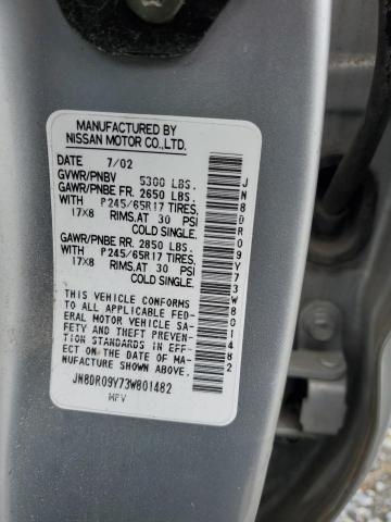 JN8DR09Y73W801482 - 2003 NISSAN PATHFINDER LE SILVER photo 13