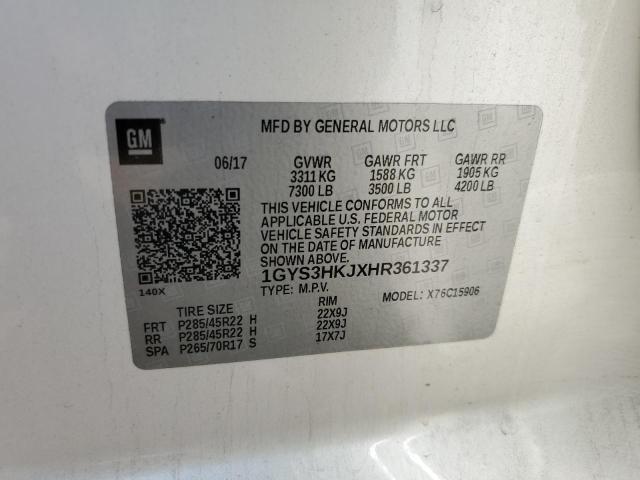 1GYS3HKJXHR361337 - 2017 CADILLAC ESCALADE ESV LUXURY WHITE photo 13