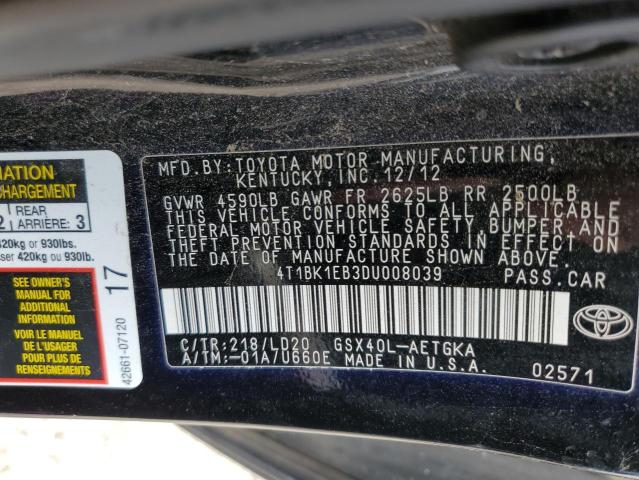 4T1BK1EB3DU008039 - 2013 TOYOTA AVALON BASE Qara foto 12