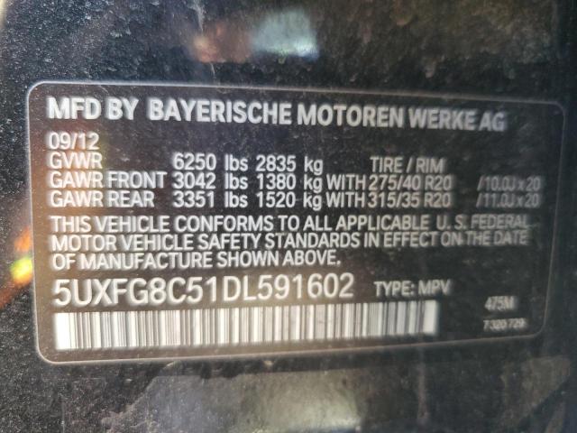 5UXFG8C51DL591602 - 2013 BMW X6 XDRIVE50I BLACK photo 13