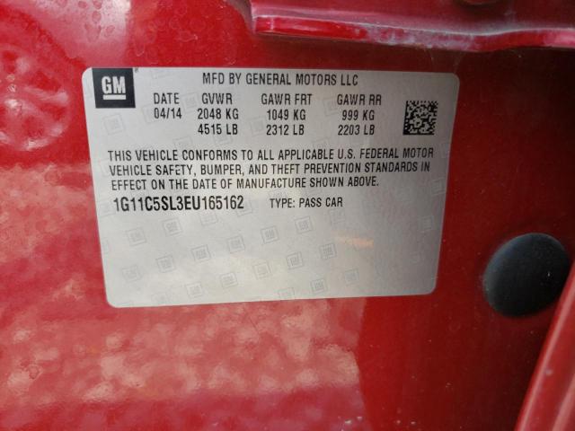 1G11C5SL3EU165162 - 2014 CHEVROLET MALIBU 1LT BURGUNDY photo 12