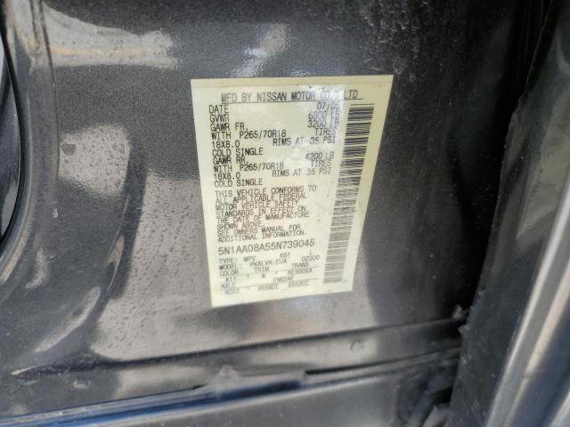 5N1AA08A55N739045 - 2005 NISSAN ARMADA SE GRAY photo 14