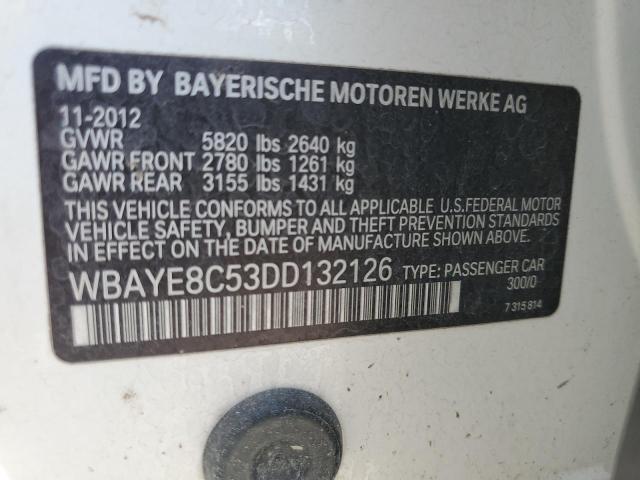 WBAYE8C53DD132126 - 2013 BMW 750 LI WHITE photo 12