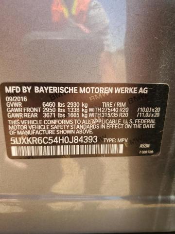 5UXKR6C54H0J84393 - 2017 BMW X5 XDRIVE50I SILVER photo 12