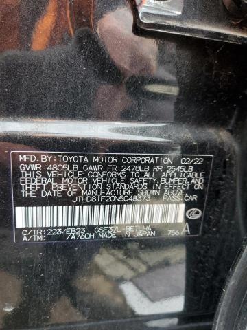 JTHD81F20N5048373 - 2022 LEXUS IS 300 BLACK photo 13