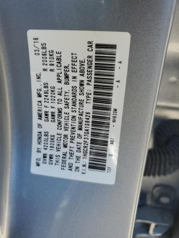 1HGCR2F37GA159426 - 2016 HONDA ACCORD LX SILVER photo 13