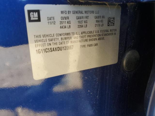 1G11C5SAXDU120667 - 2013 CHEVROLET MALIBU 1LT 蓝色 照片 12