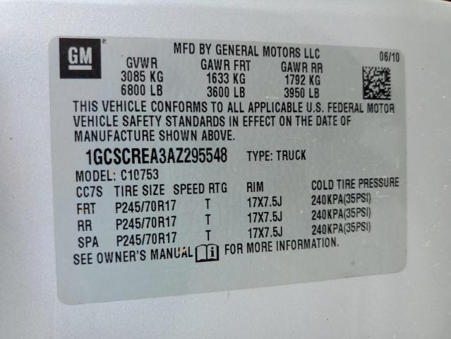 1GCSCREA3AZ295548 - 2010 CHEVROLET SILVERADO C1500  LS SILVER photo 12