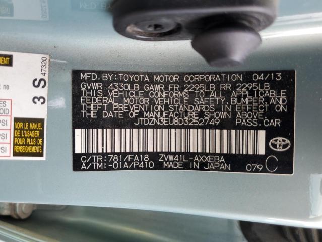 JTDZN3EU8D3252749 - 2013 TOYOTA PRIUS V TURQUOISE photo 12