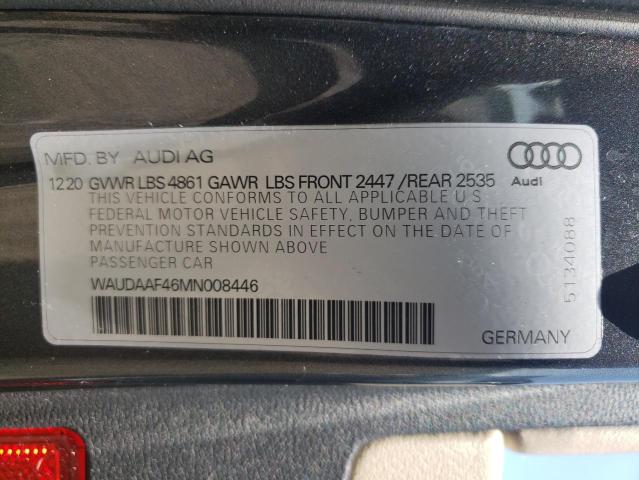 WAUDAAF46MN008446 - 2021 AUDI A4 PREMIUM 45 CHARCOAL photo 12