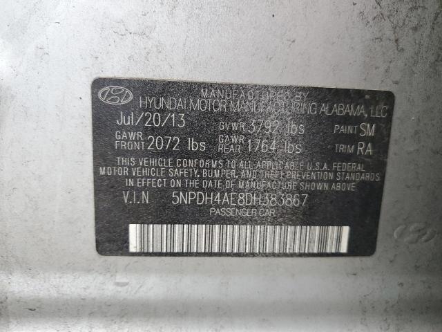 5NPDH4AE8DH383867 - 2013 HYUNDAI ELANTRA GLS SILVER photo 12