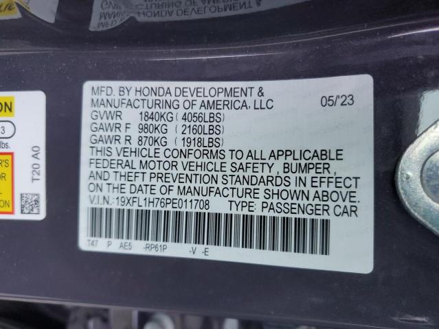 19XFL1H76PE011708 - 2023 HONDA CIVIC EXL 灰色 照片 12