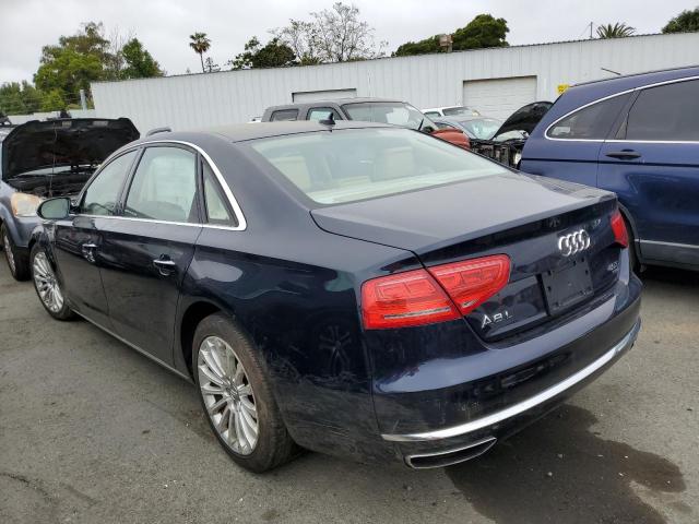 WAUR2AFD7EN003163 - 2014 AUDI A8 L QUATTRO BLUE photo 2