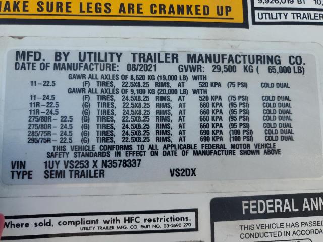 1UYVS253XN3578337 - 2022 UTILITY TRAILER Ağ foto 10
