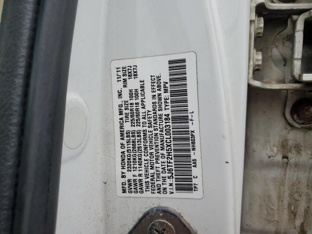 5J6TF2H5XCL003184 - 2012 HONDA CROSSTOUR EXL თეთრი ფოტო 12