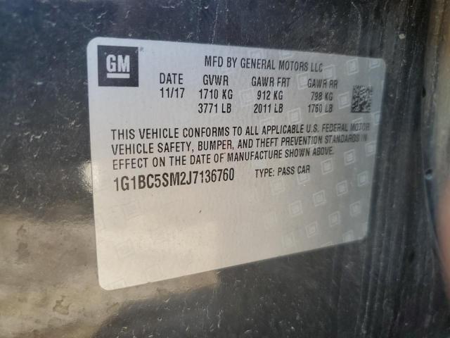 1G1BC5SM2J7136760 - 2018 CHEVROLET CRUZE LS შავი ფოტო 12
