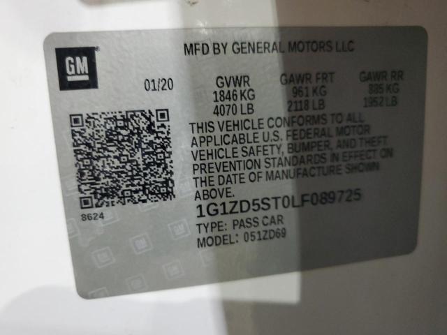 1G1ZD5ST0LF089725 - 2020 CHEVROLET MALIBU LT WHITE photo 13