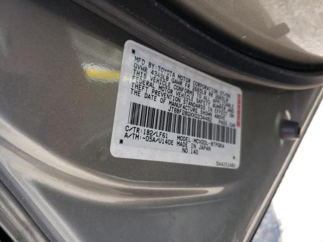 JT8BF28GXX0234482 - 1999 LEXUS ES 300 GRAY photo 12