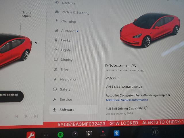 5YJ3E1EA3MF032423 - 2021 TESLA MODEL 3 შავი ფოტო 9