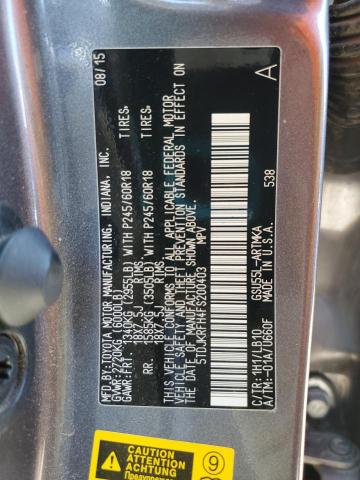 5TDJKRFH4FS200403 - 2015 TOYOTA HIGHLANDER XLE CHARCOAL photo 14