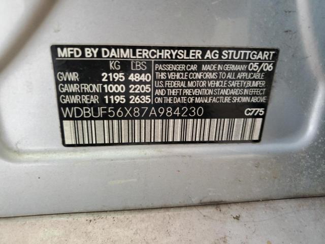 WDBUF56X87A984230 - 2007 MERCEDES-BENZ E 350 SILVER photo 13