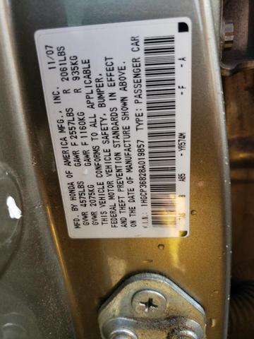 1HGCP36828A019857 - 2008 HONDA ACCORD EXL GOLD photo 12