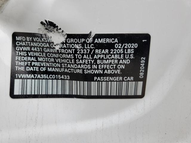 1VWMA7A35LC015433 - 2020 VOLKSWAGEN PASSAT R-LINE Ağ foto 13