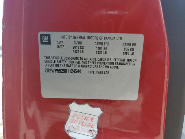 2G2WP552981124544 - 2008 PONTIAC GRAND PRIX 红色 照片 13