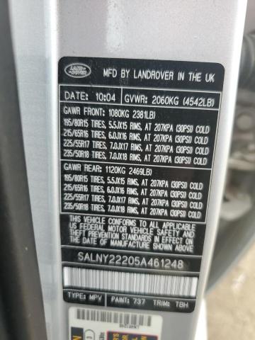 SALNY22205A461248 - 2005 LAND ROVER FREELANDER SE SILVER photo 13