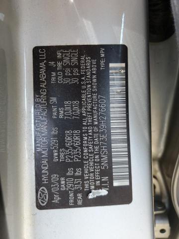 5NMSH73E39H276607 - 2009 HYUNDAI SANTA FE SE SILVER photo 13