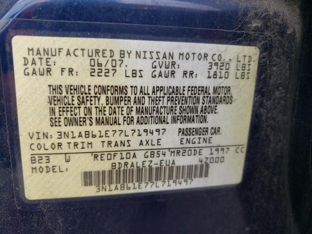 3N1AB61E77L719497 - 2007 NISSAN SENTRA 2.0 BLUE photo 12