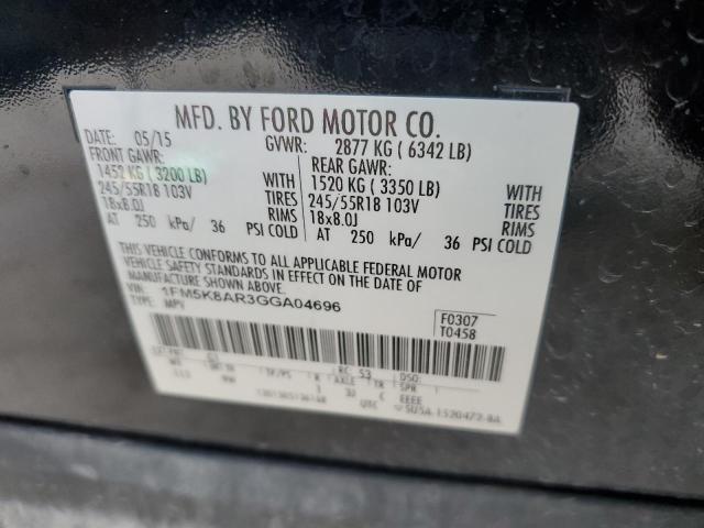 1FM5K8AR3GGA04696 - 2016 FORD EXPLORER POLICE INTERCEPTOR 黑色 照片 12