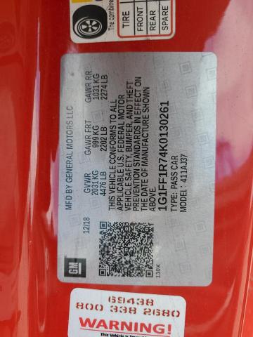 1G1FF1R74K0130261 - 2019 CHEVROLET CAMARO SS Қызыл фото 12