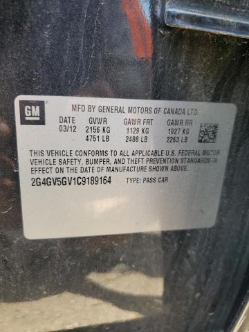 2G4GV5GV1C9189164 - 2012 BUICK REGAL GS BLACK photo 12