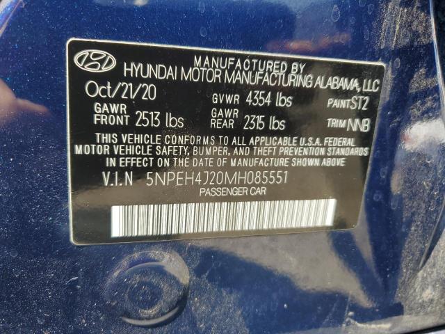 5NPEH4J20MH085551 - 2021 HYUNDAI SONATA LIMITED BLUE photo 13