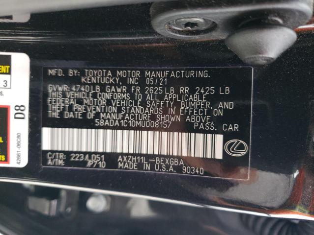 58ADA1C10MU008157 - 2021 LEXUS ES 300H BLACK photo 12