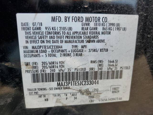 MAJ3P1TE5JC233044 - 2018 FORD ECOSPORT SE BLACK photo 13