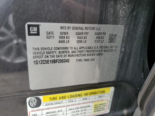 1G1ZC5E18BF296049 - 2011 CHEVROLET MALIBU 1LT GRAY photo 12