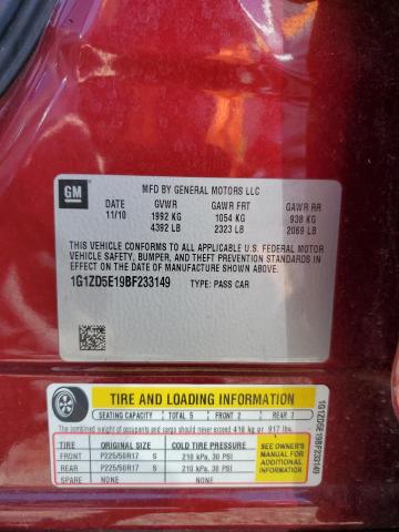 1G1ZD5E19BF233149 - 2011 CHEVROLET MALIBU 2LT მუქწითელი ფოტო 12