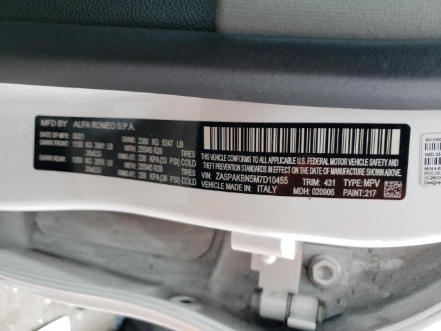 ZASPAKBN5M7D10455 - 2021 ALFA ROMEO STELVIO TI WHITE photo 14