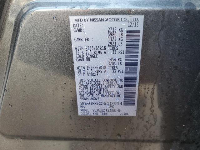 5N1AR2MN9GC610544 - 2016 NISSAN PATHFINDER S GRAY photo 13