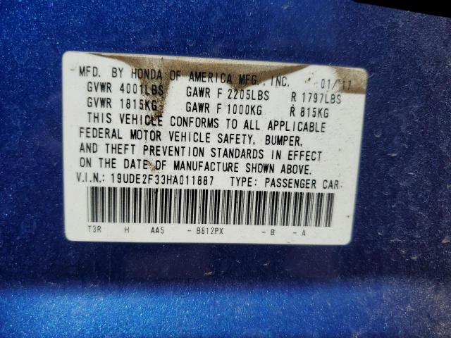 19UDE2F33HA011887 - 2017 ACURA ILX BASE WATCH PLUS BLUE photo 12