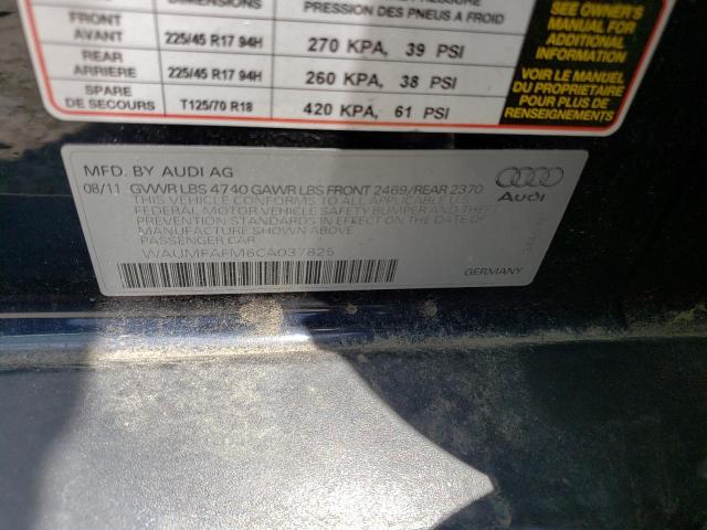 WAUMFAFM6CA037825 - 2012 AUDI A3 PREMIUM PLUS BLUE photo 12