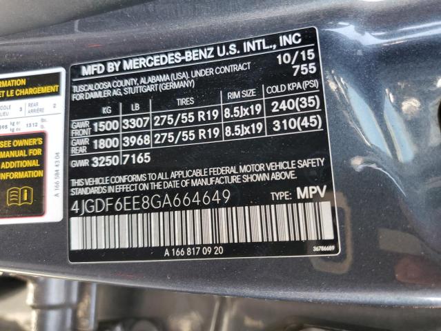 4JGDF6EE8GA664649 - 2016 MERCEDES-BENZ GL 450 4MATIC GRAY photo 13