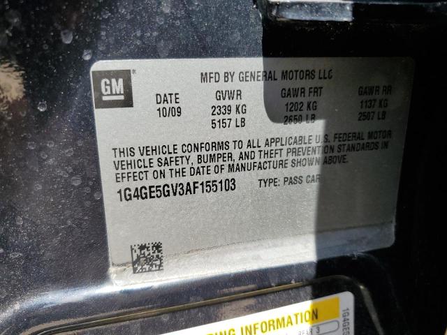 1G4GE5GV3AF155103 - 2010 BUICK LACROSSE CXS BLACK photo 12