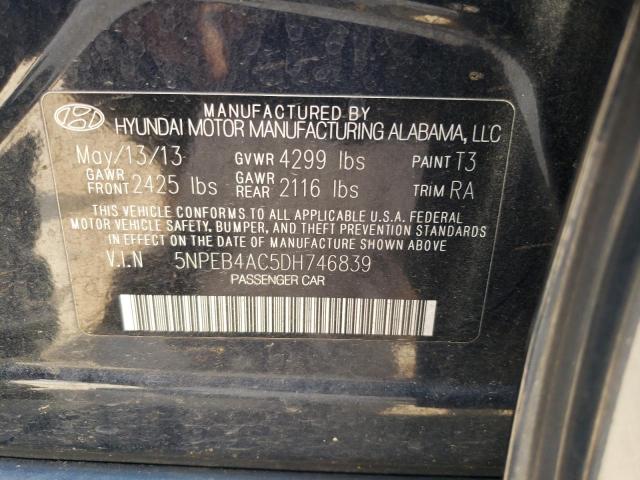 5NPEB4AC5DH746839 - 2013 HYUNDAI SONATA GLS BLUE photo 12