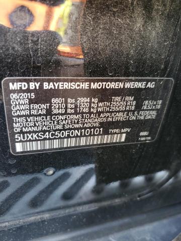 5UXKS4C50F0N10101 - 2015 BMW X5 XDRIVE35D BLACK photo 12