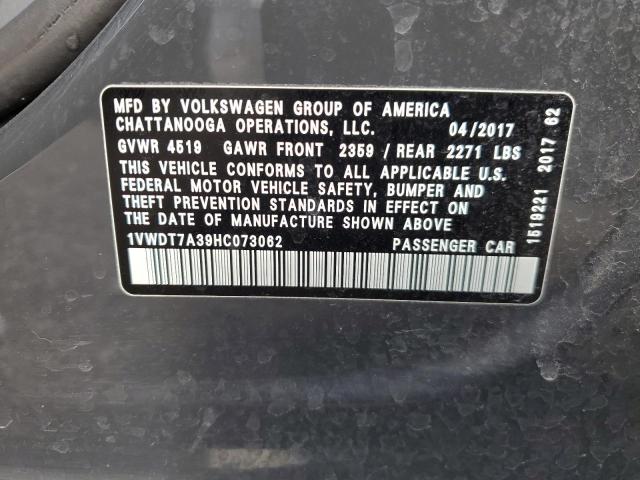 1VWDT7A39HC073062 - 2017 VOLKSWAGEN PASSAT R-LINE Մոխրագույն լուսանկար 12