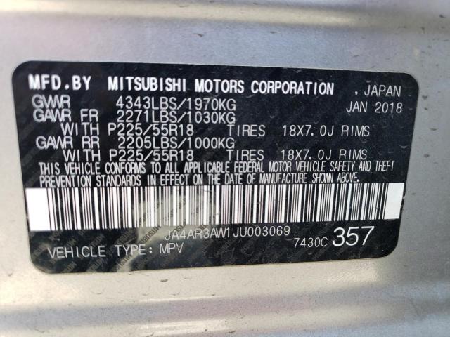 JA4AR3AW1JU003069 - 2018 MITSUBISHI OUTLANDER ES SILVER photo 13